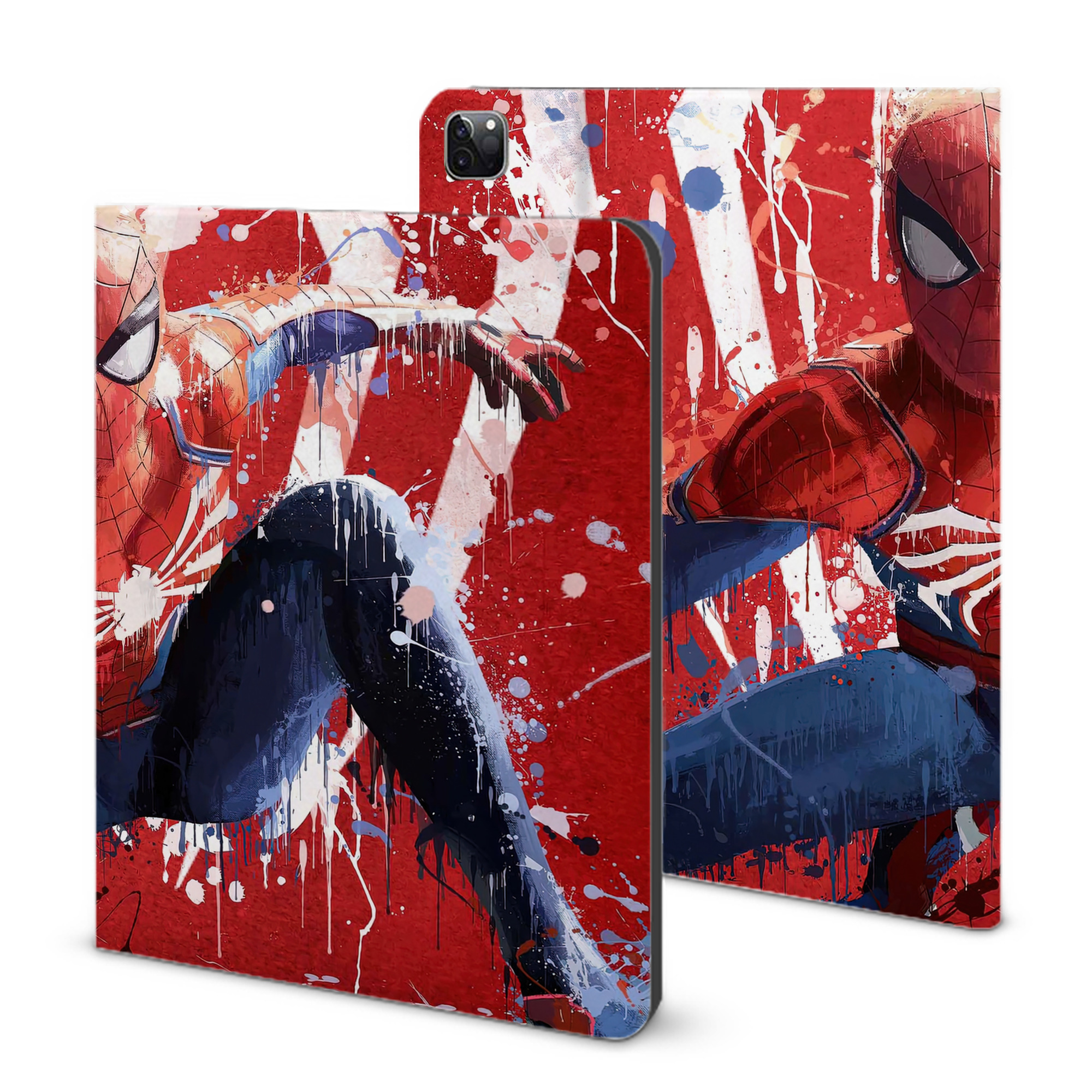 （画像用） Spider Man スパイダーマン IPad ケース ブック型 PUレザー TPU 耐衝撃 軽量 薄型 ペン収納なし 全面保護 IPad 各モデル対応